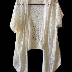 Cato Cream Open-Front Lace Knit Shrug